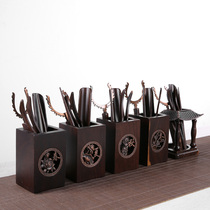 Ebony solid wood tea ceremony Six gentlemen set Kung Fu tea accessories Zero matching tea art Chinese large ornaments Tea clip tea knife
