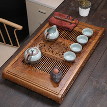 Chicken wing wood Rosewood solid wood tea tray Household simple water storage drainage drawer type tea set Gongfu tea table tea tray