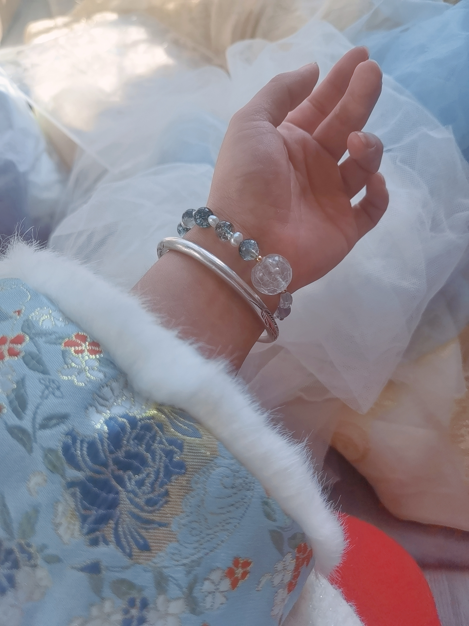 Original Design Forest Crown Elf Queen Cheongsam Hanfu Lolita Crystal 18K Gold Bracelet