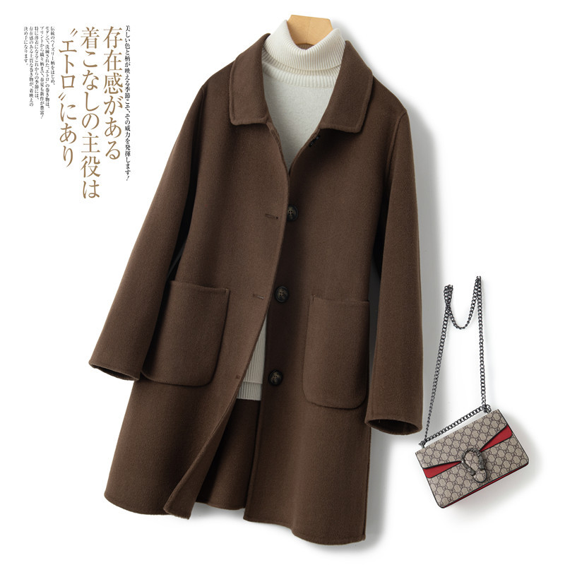 New Autumn and Winter Wool Coat for Women, Mid-Length Double-Sided Woolen Cashmere Coat, Slimming 100% Pure Wool Coat for Women