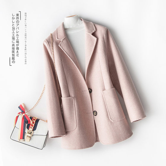 Autumn and winter new double-sided cashmere coat women's short Hepburn style small high-end pure wool woolen coat suit