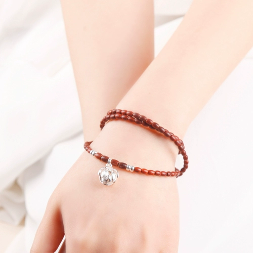 Браслет из розового дерева, серебро 7 пробы, серебро 925 пробы