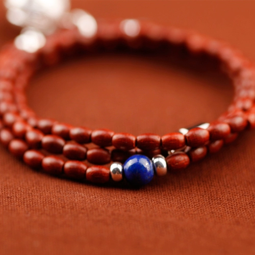 Браслет из розового дерева, серебро 7 пробы, серебро 925 пробы