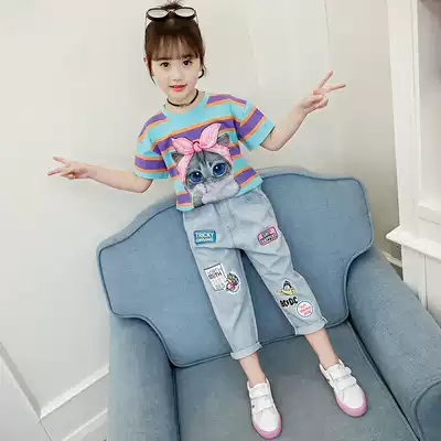 Girl set 2021 New Tide children's clothing little girl Korean version of Big Boy foreign school summer Net red two-piece set