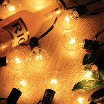 Outdoor colorful lights Flash light string lights Outdoor waterproof hanging lights Balcony arrangement Garden decoration household atmosphere G40 bulb