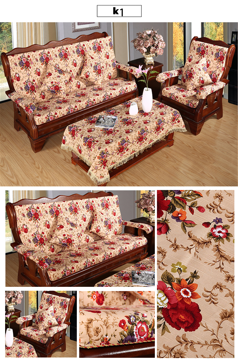 Royal yêu bông cotton tê tê đệm với tựa lưng mật độ cao miếng bọt biển đỏ rắn gỗ ghế liên bang đệm nệm lót ghế