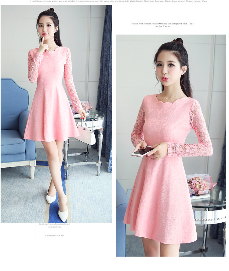 Váy xuân hè mới 2018 dành cho nữ phiên bản Hàn Quốc của váy dài tay trắng mỏng đáy váy Slim thu đông 	mẫu váy eo đẹp	