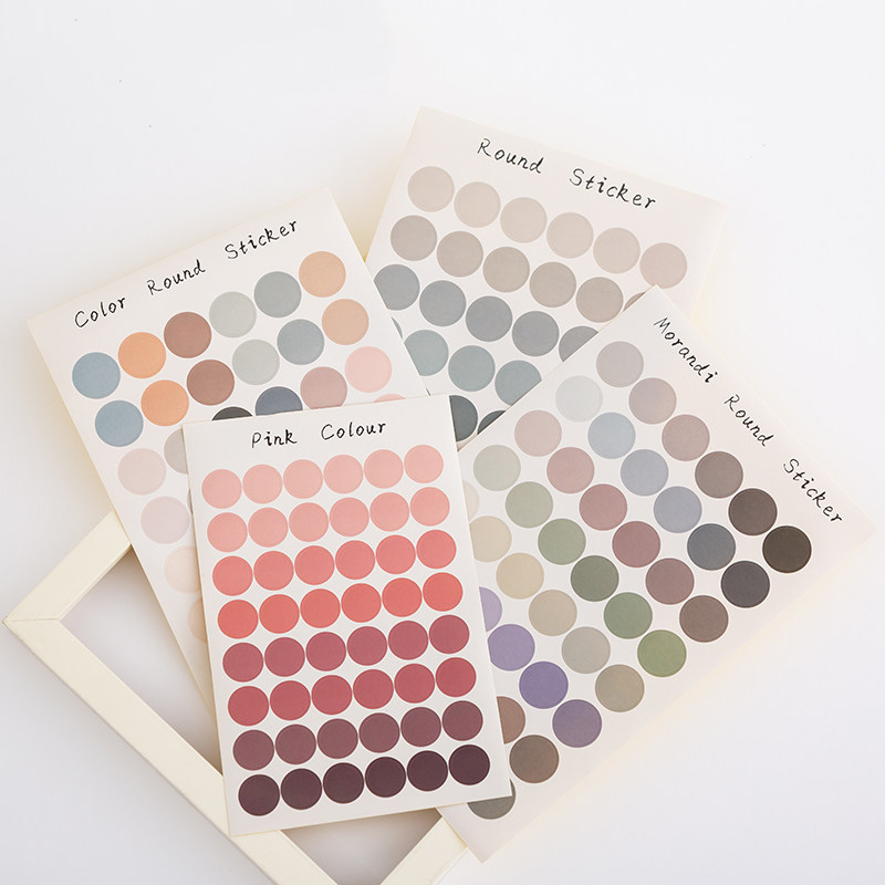 ins color round point sticker hand account diary DIY sticker photo wall card and paper morandi color decorative wall sticker