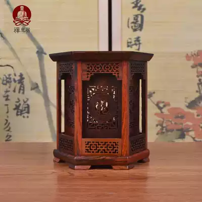 Big red sour branch hexagonal hollow pen holder mahogany crafts decoration study office supplies retro mahogany Pen Holder