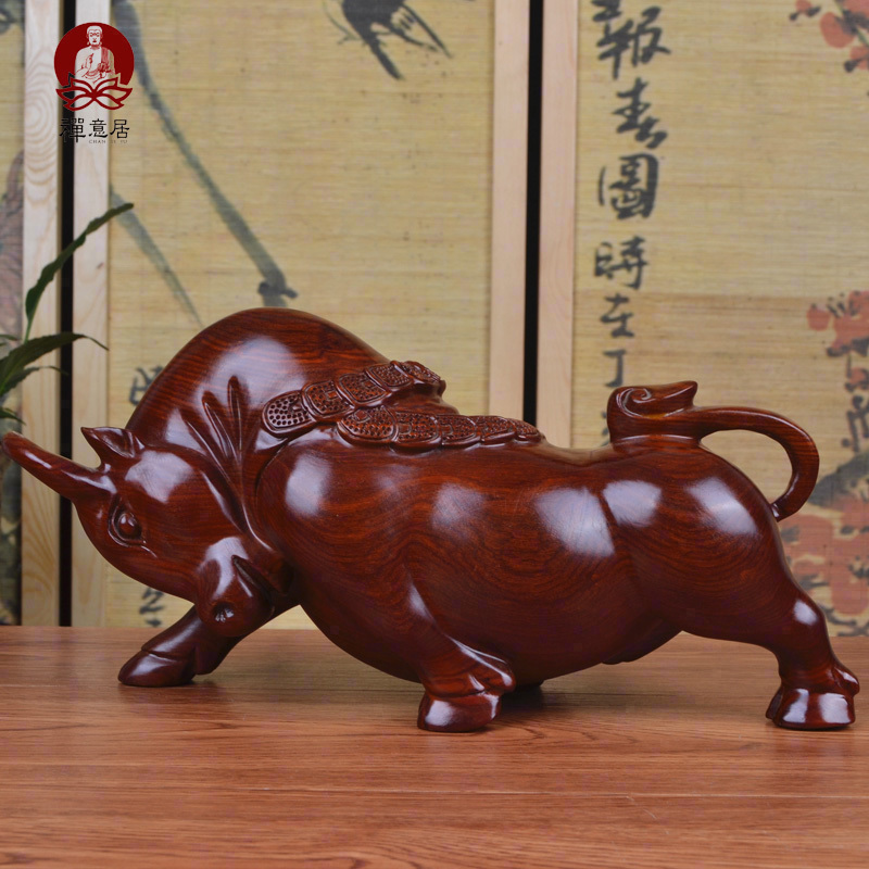 Wishful money bull bullfight Wall Street bull boom potential Taurus carved wood carved solid wood animal ornaments