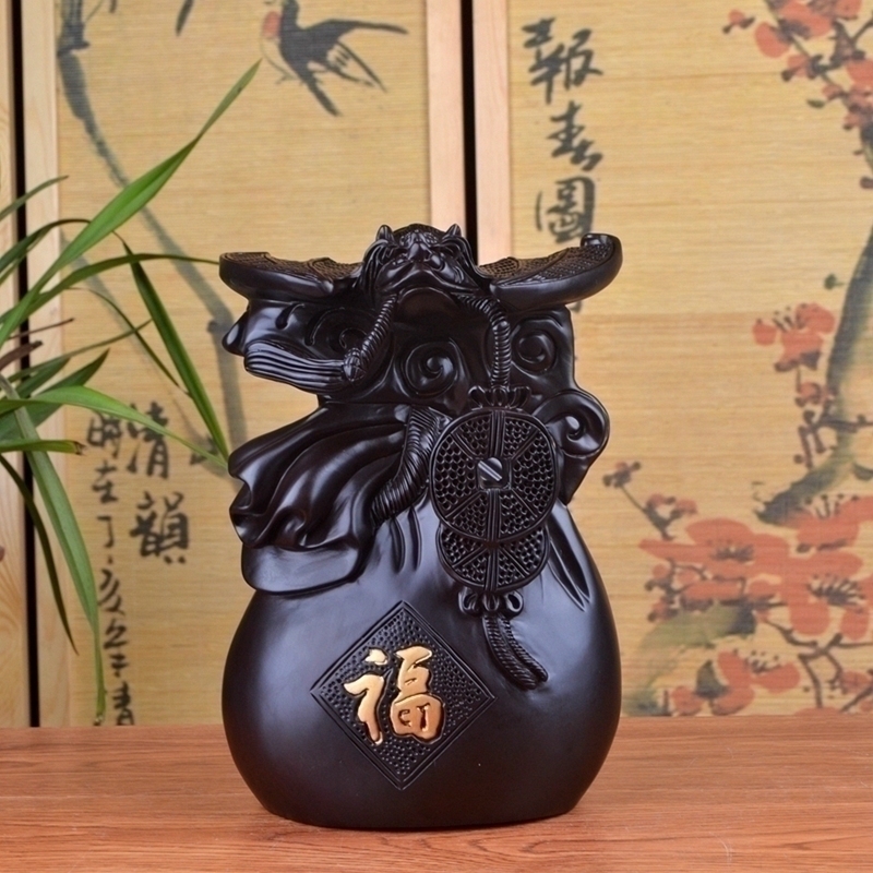 New ebony wood carved bat fu bag ornaments wooden carving crafts home accessories collection gifts
