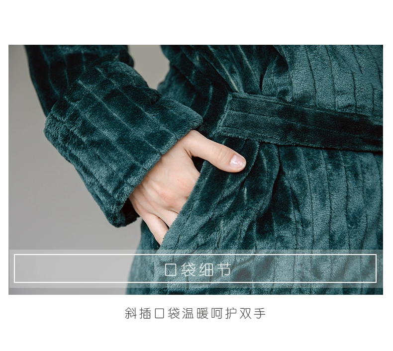 Mùa thu và mùa đông dày và dài áo choàng ngủ dài những người yêu thích áo choàng tắm flannel cho nam và nữ áo choàng tắm nhung san hô cộng với kích thước 200 kg - Night Robe