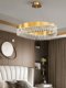 Stainless Steel Light Luxury Chandelier, Simple Post-Modern Bedroom Crystal Lighting, Round Model Room Hong Kong-Style Living Room Lamp