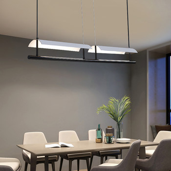Restaurant Lamp Light Luxury Normcore Scandinavian Post-Modern Minimalist Designer Office Black Bar Table Long Chandelier