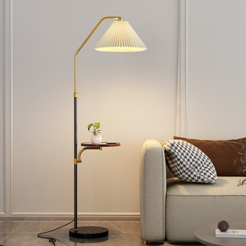 Pleated Skirt Floor Lamp 2025 New Model Internet Celebrity Living Room Sofa Lamp Nordic Wooden Tray Rechargeable Bedside Lamp