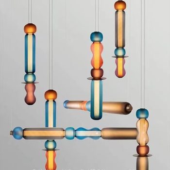 Nordic Minimalist Stained Glass Pendant Light Creative Designer Clothing Store Window Bar Counter Bedside Restaurant Small Pendant Light