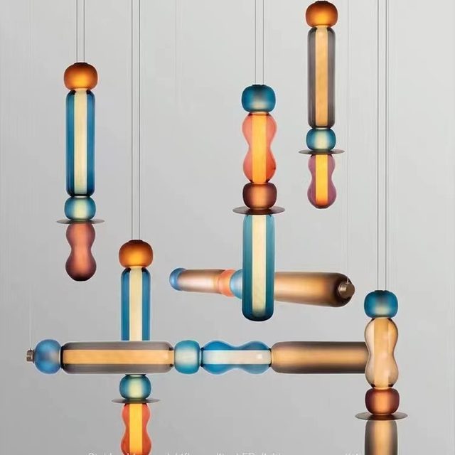 Nordic Minimalist Stained Glass Pendant Light Creative Designer Clothing Store Window Bar Counter Bedside Restaurant Small Pendant Light