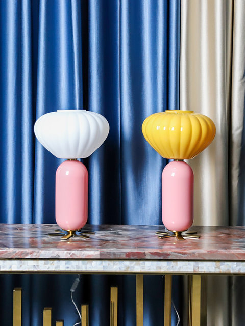 Original New Colorful Macaron Bedroom Bedside Table Lamp Nordic Side Table Decorative Table Lamp Glass Ball Living Room Lamp