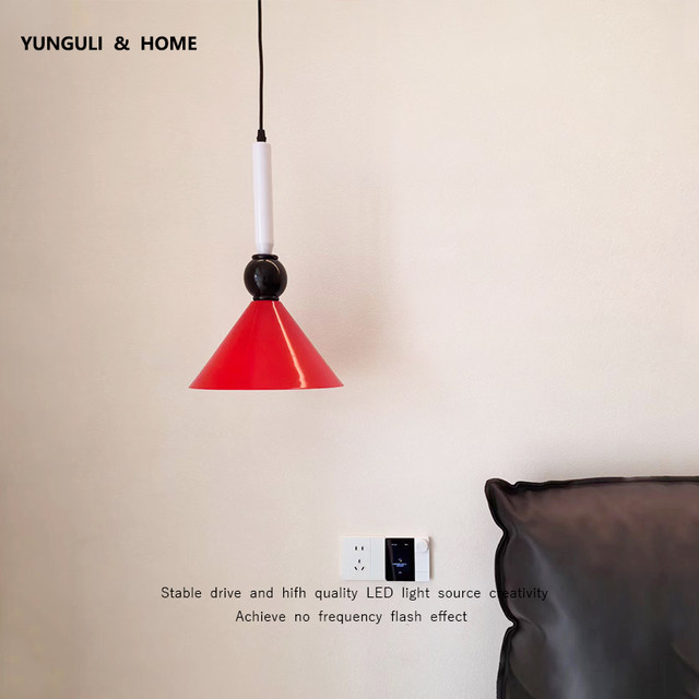 Designer Vintage Memphis Style Bedside Pendant Light, Simple Modern Children's Bedroom Room Retro Ambiance Light