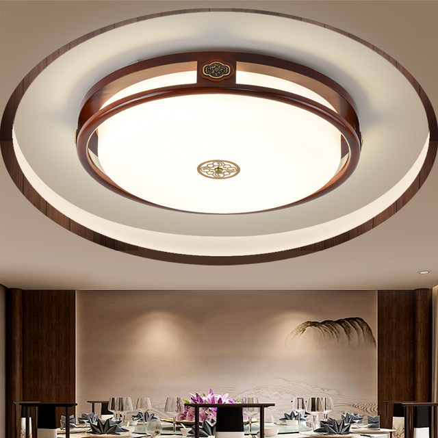 New Chinese-Style Living Room Lamp, Solid Wood Led Ceiling Light, 2025 New Model, Chinese Style Walnut Color Master Bedroom Lighting