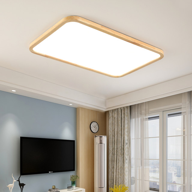 Scandinavian Living Room Ceiling Lamp Rectangular Solid Wood Simple Led Log Bedroom Lamp Japanese Wooden Study Room Lamps
