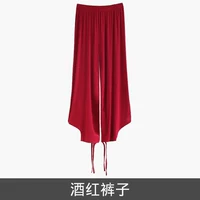 Бордовые штаны, свободный крой, на шнурках