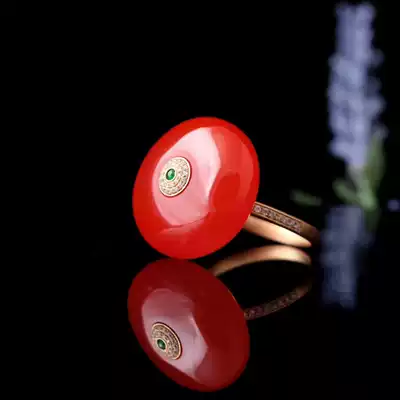 Nong Hongji Nanhong Liangshan Nanhong Inlaid Ring Ear Needle Persimmon Red Cherry Red Bead String Baoshan Nanhong Pulp