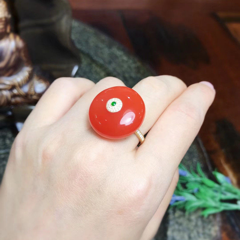 Get Hongji Hetian Jade Jasper Inlaid Pendant DIY Necklace Hand 18K Gold Ring Contact Customer Service