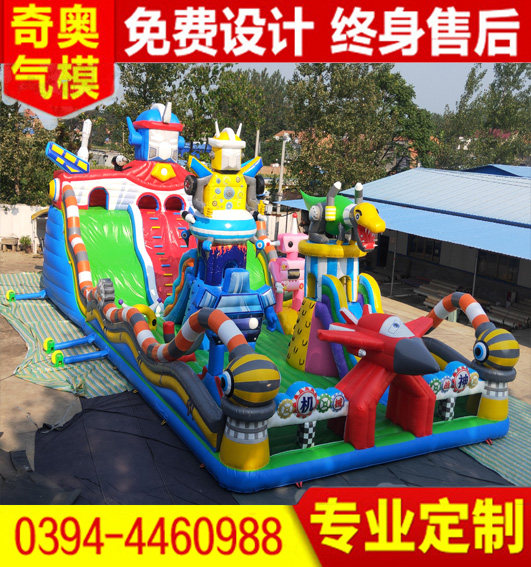 The new pumping machine Ares outdoor large children's trampoline inflatable large slide square amusement park