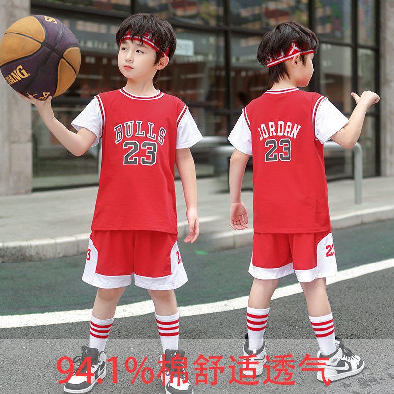 Boy Summer clothing suit Short sleeves Summer thin Pure Cotton Clothes Boy Sportswear Boy Sportswear Boy Sportswear Children's Basketball Clothes