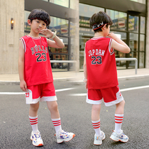 Boy Summer Clothing Suit Slim Fit Pure Cotton Summer Boy Clothes Sportswear Jersey Vest Shorts Children Basketball Clothes