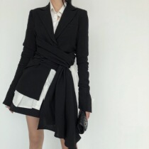 IAMC custom original 2020 new dark black chic can wear two irregular small blazer women spring and autumn