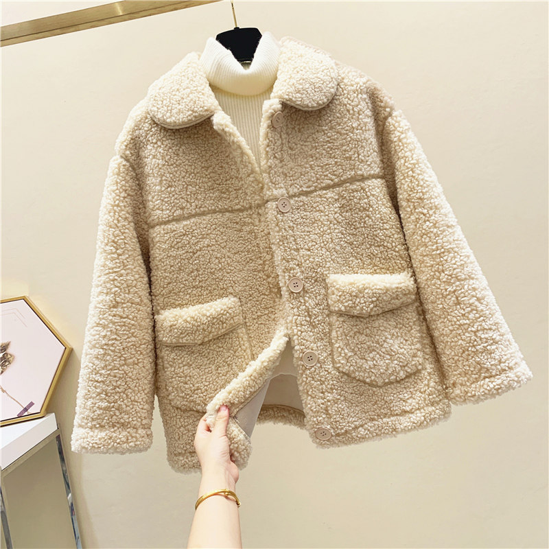 Lamb hair waistcoat women's autumn and winter 2021 new fur one-piece Korean version loose thickened waistcoat vest horse clip jacket