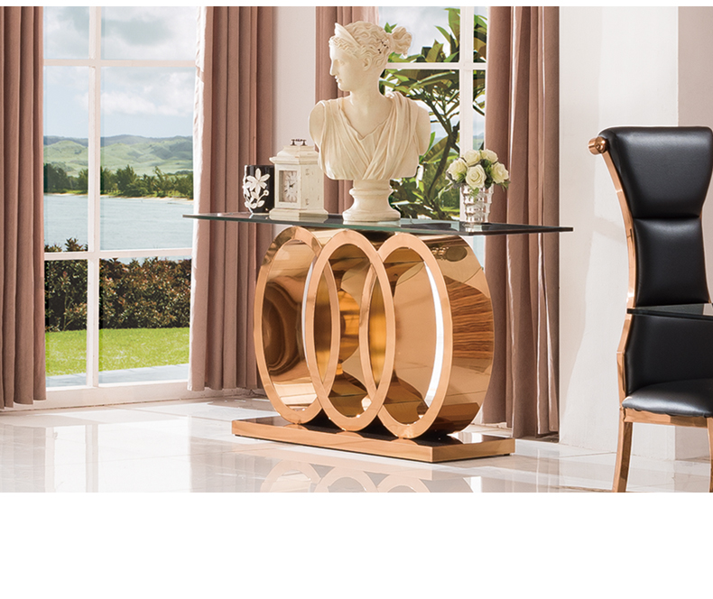 Nội thất Yangxin bàn hiên châu Âu hiện đại tối giản kính cường lực ánh sáng vàng sang trọng không gỉ hiên bên tủ - Bàn / Bàn giá bàn thờ