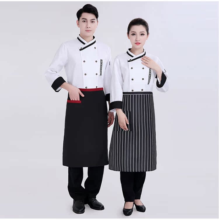 Quần yếm đầu bếp dài tay màu trắng đầu bếp quần áo cửa hàng quần áo bếp mùa thu và mùa đông mẫu nam và nữ thêm phân bón để tăng thông gió quan ao big size