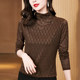 High-neck lace bottoming shirt for women in autumn and winter, fashionable and western-style inner wear for mom, high-end velvet mesh top