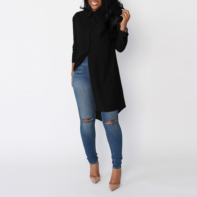 Women long shirts sexy chiffon tops ladies blouse big size