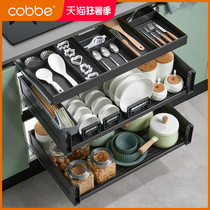 Cabella basket Kitchen Cupboard Three Floors Drawer Bowls basket Racks Dish Containing bowls Shelf built-in bowls laser-blue