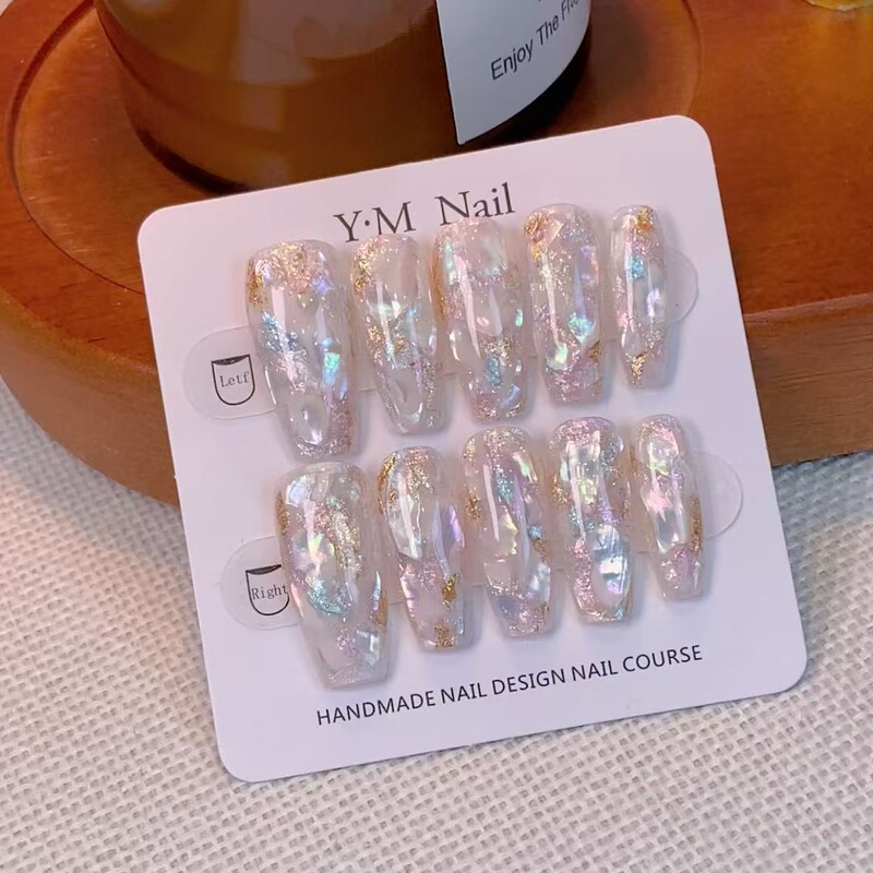 Yuanman【Glazed Shell Shadow】Acetate Nail Art Colorful Mother-Of-Pearl Gradient Handmade Wearable Nail Art Long and Short New Styles Yuanman【Glazed Shell Shadow】Acetate Nail Art Colorful Mother-Of-Pearl Gradient Handmade Wearable Nail Art Long and Short New Styles