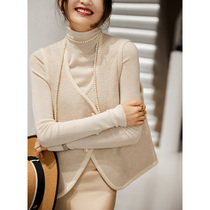 のMJF594180AL] Xiaohange modern pearl strong shrinkage retro 100-style wool vest with small fragrance