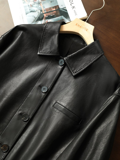 Celebrity style retro Hong Kong style casual elastic short leather jacket for women in autumn new style