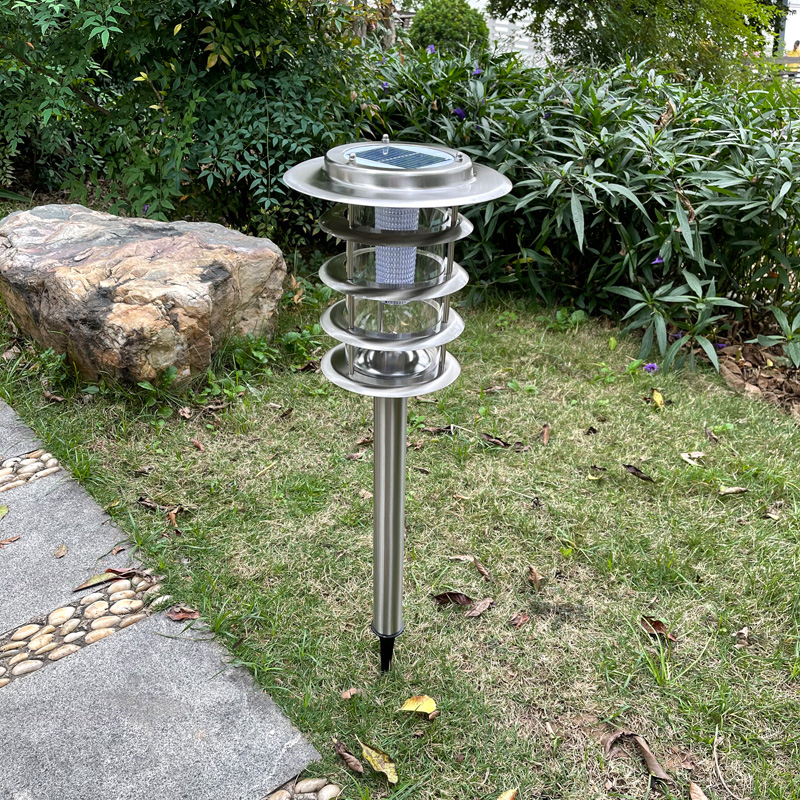 Solar Outdoor Stainless Steel Straw Terrace Lamp Courtyard Garden Forest Landscape Inserted Street Lamp Waterproof Villa Park Meadow Buried Light