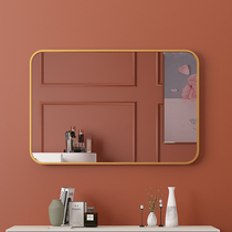 Nordic bathroom Bathroom mirror Square rounded black edge hanging wall mirror Sink mirror Makeup mirror free hole