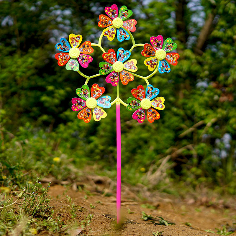 Color rotating windmill toy children's six-leaf windmill outdoor width props decorated large children's hand windmill