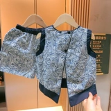 Летняя одежда подходит для мужчин и женщин, летний комплект, жилет без рукавов, из хлопка и льна, китайский стиль, детская одежда