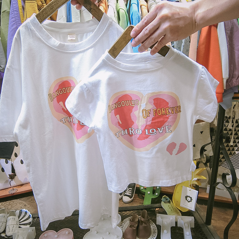 Pro-Subdress family of three girls short sleeves T new 2021 summer dress t tennis red mother woman dress with pure cotton T-shirt wave