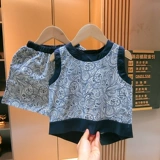 Летняя одежда подходит для мужчин и женщин, летний комплект, жилет без рукавов, из хлопка и льна, китайский стиль, детская одежда