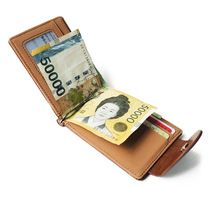 Korean hot-selling mens wallet buckle dollar bag short wallet new metal clip cross-border Mens coin wallet