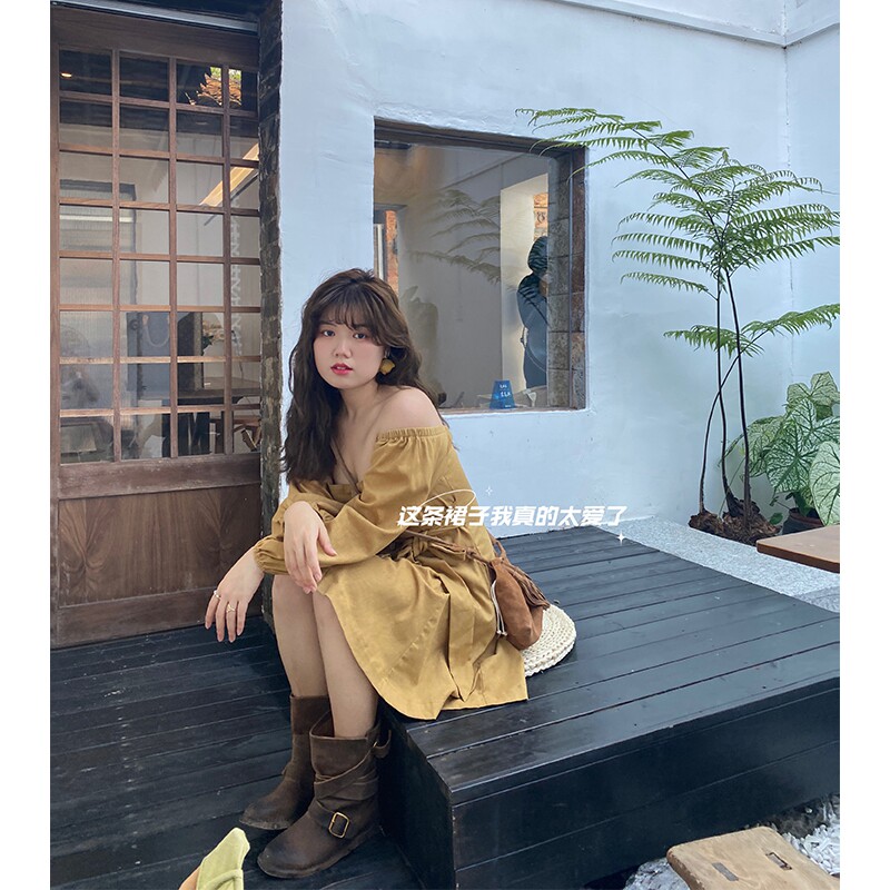 Mimiko fat custom large size women's clothing fat mm skirt Women's autumn harvest waist thin ginger court style dress