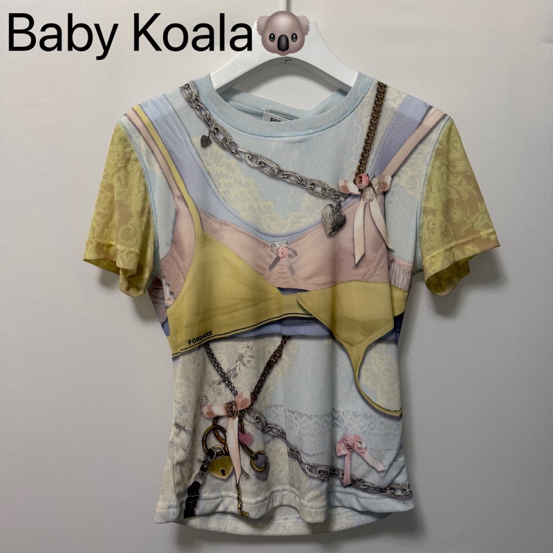 Designer Brand Authentic 2026 Spring and Summer Lace Chain Color-Blocking 3D Printed Short Sleeves